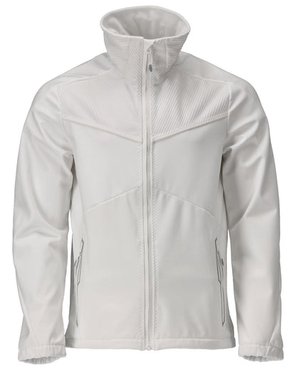 White Coloured Mascot Workwear Mens Customized Breathable Softshell Jacket on white background 
