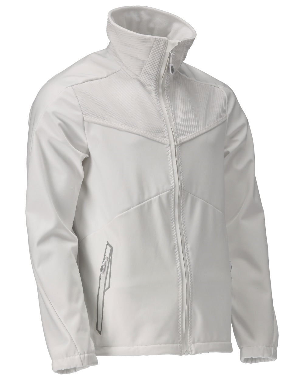 White Coloured Mascot Workwear Mens Customized Breathable Softshell Jacket on white background 