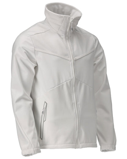 White Coloured Mascot Workwear Mens Customized Breathable Softshell Jacket on white background 