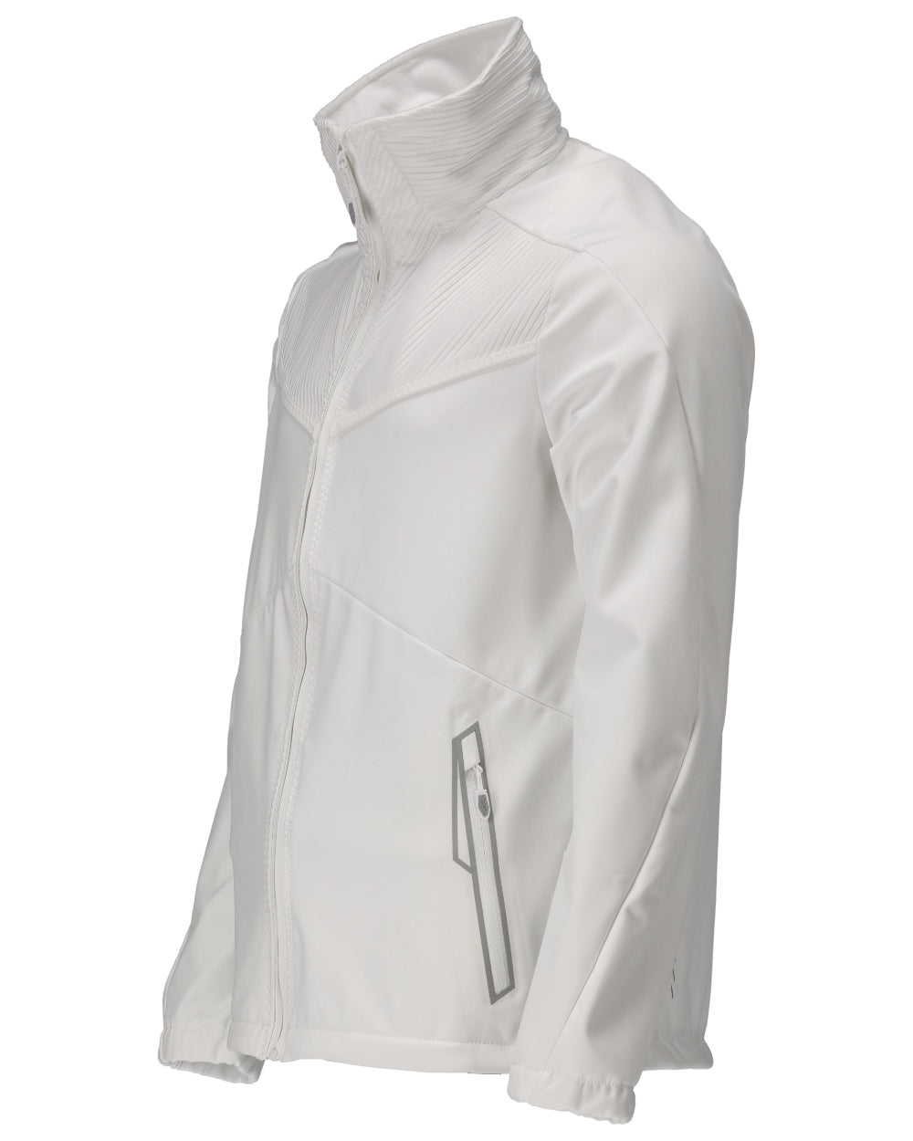White Coloured Mascot Workwear Mens Customized Breathable Softshell Jacket on white background 
