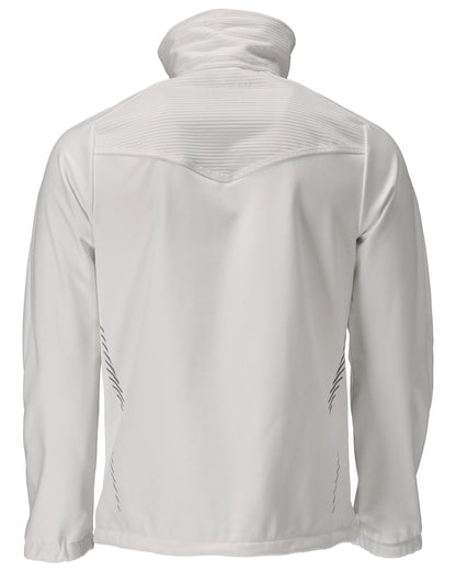 White Coloured Mascot Workwear Mens Customized Breathable Softshell Jacket on white background 