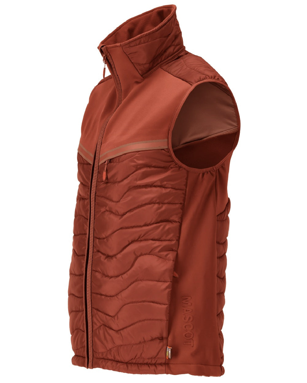 Autumn Red Coloured Mascot Workwear Mens Customized Breathable Thermal Gilet on white background 
