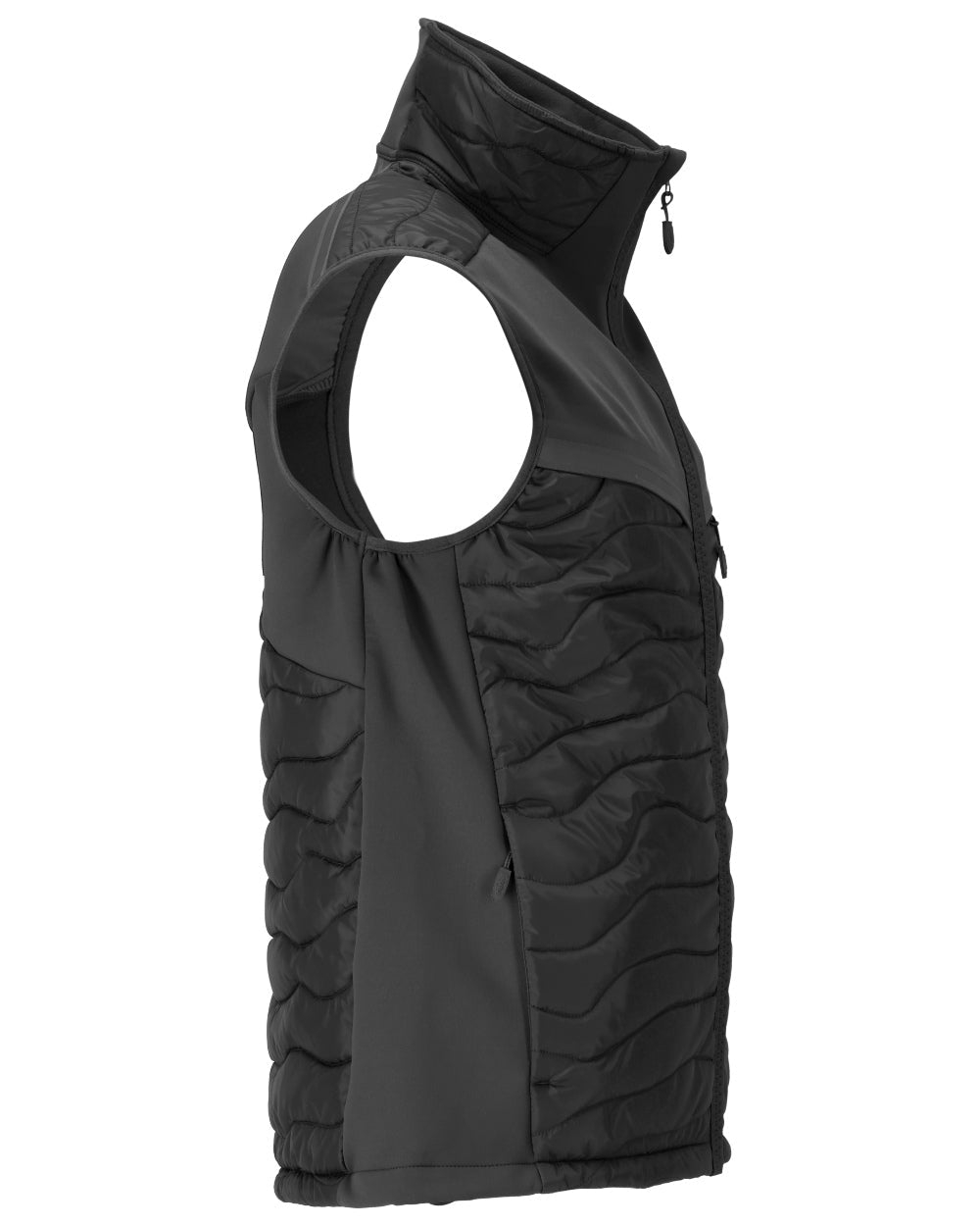 Black Coloured Mascot Workwear Mens Customized Breathable Thermal Gilet on white background 
