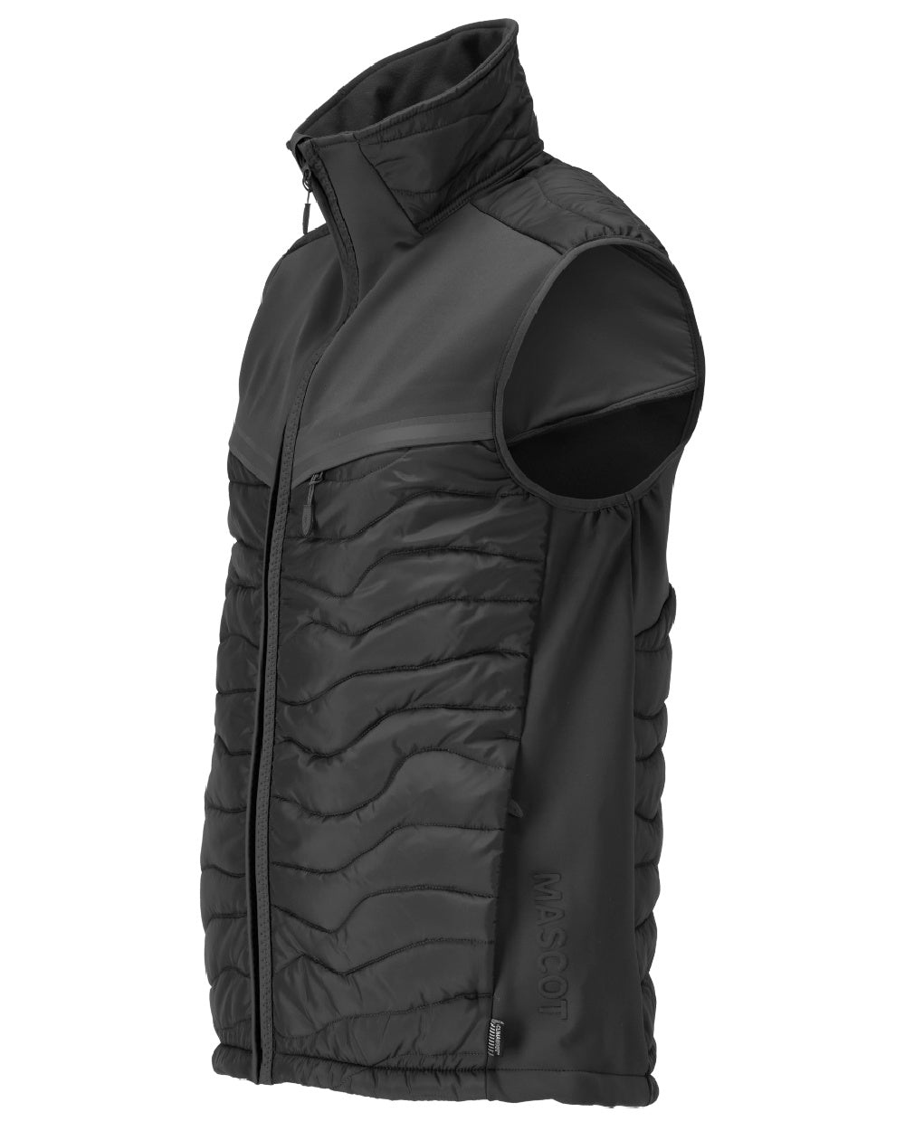 Black Coloured Mascot Workwear Mens Customized Breathable Thermal Gilet on white background 