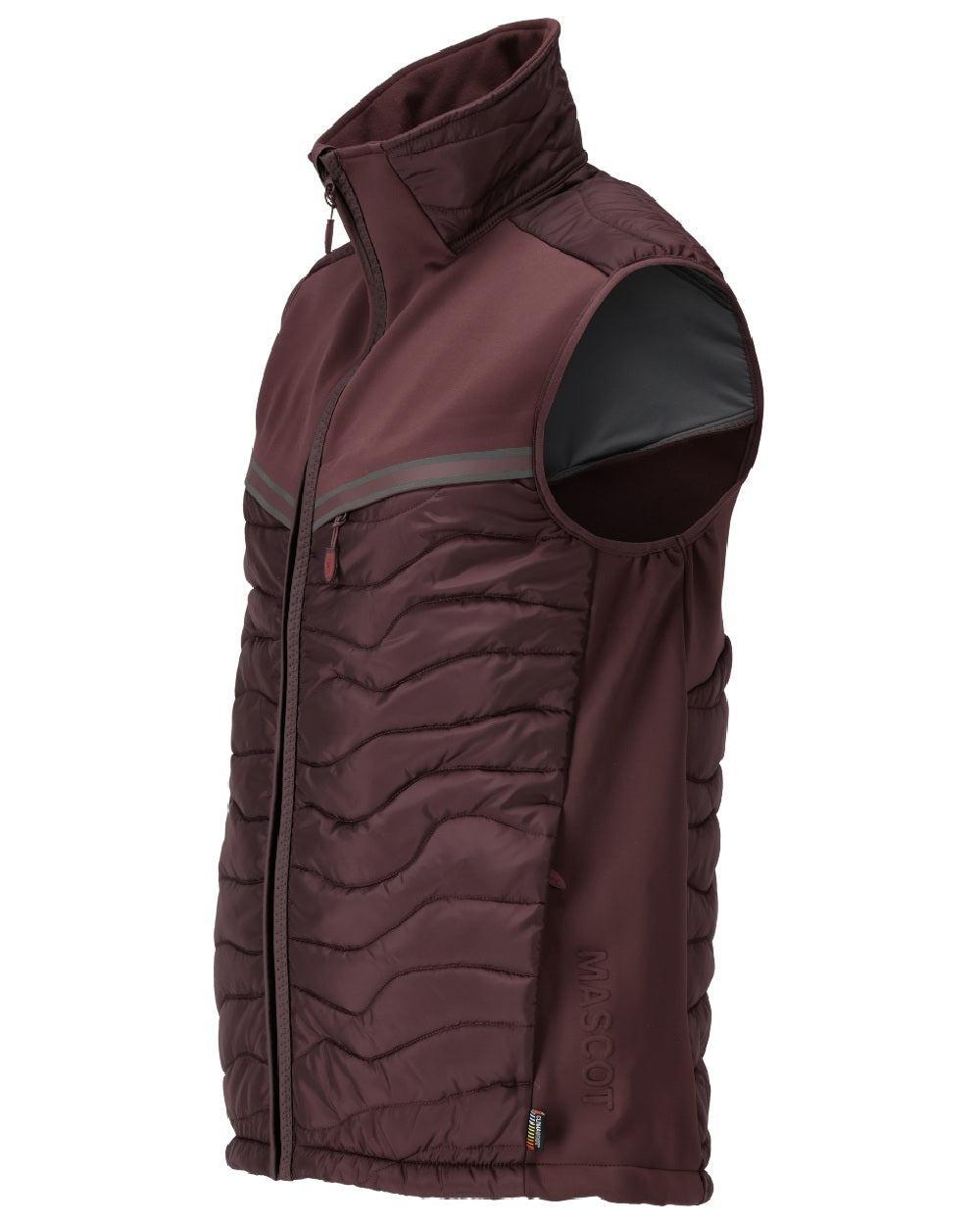 Bordeaux Coloured Mascot Workwear Mens Customized Breathable Thermal Gilet on white background 