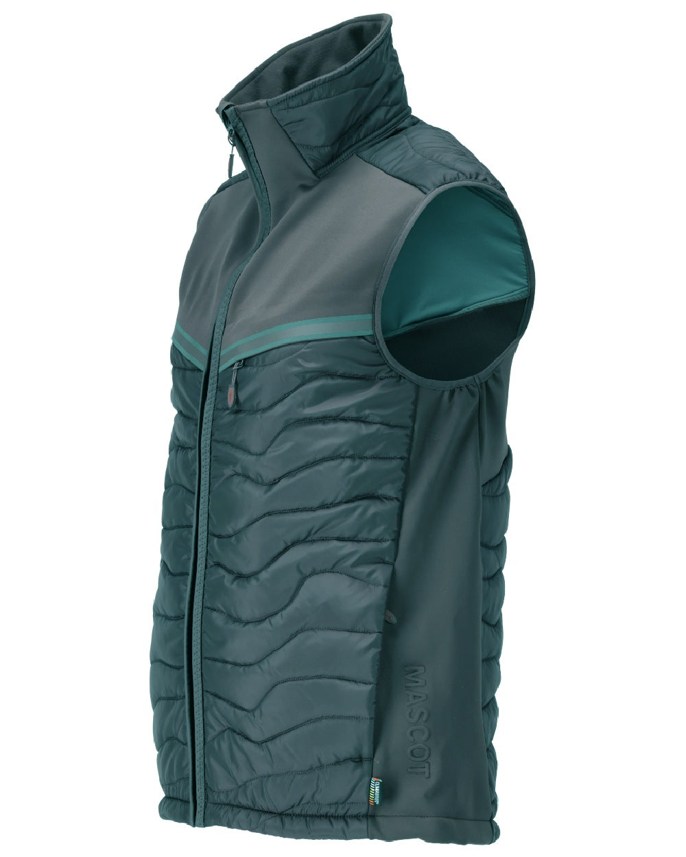 Forest Green Coloured Mascot Workwear Mens Customized Breathable Thermal Gilet on white background 