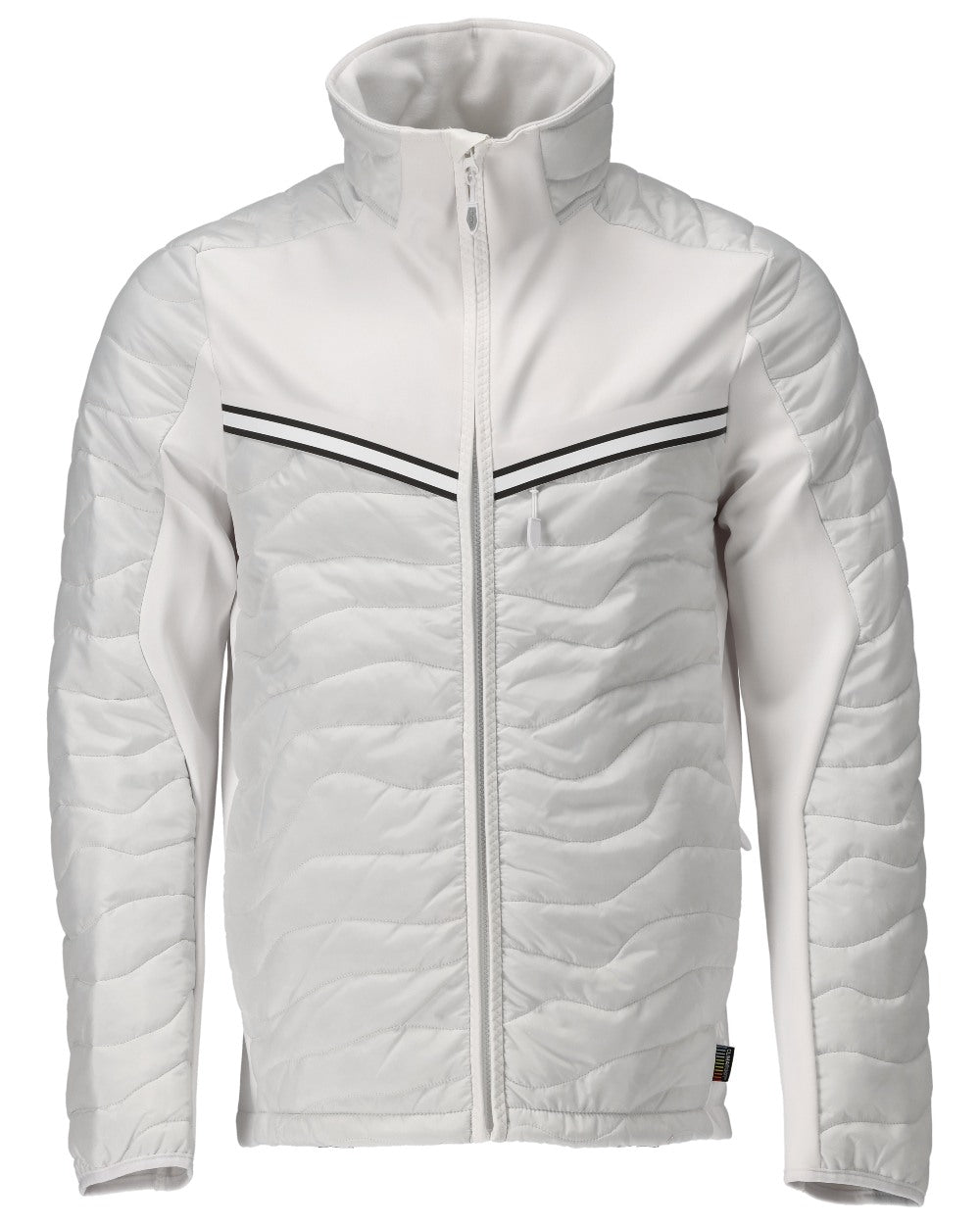 White Coloured Mascot Workwear Mens Customized Breathable Thermal Jacket on white background 