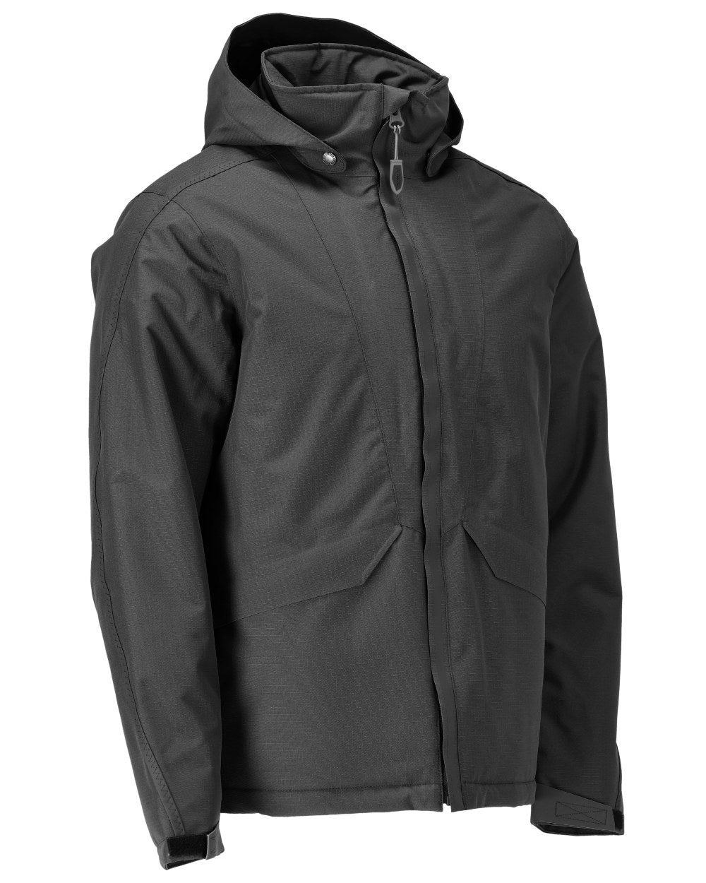 Black Coloured Mascot Workwear Mens Customized Breathable Winter Jacket on white background 
