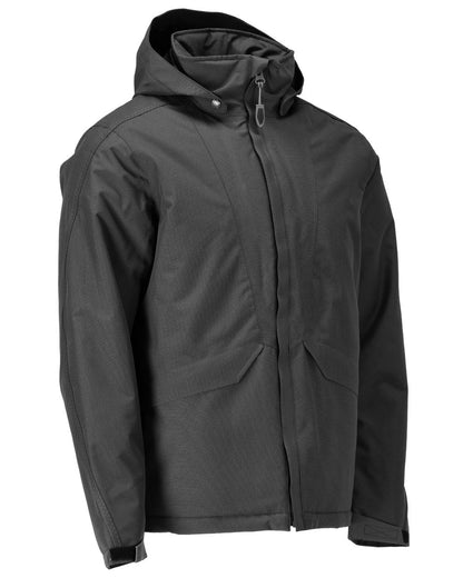 Black Coloured Mascot Workwear Mens Customized Breathable Winter Jacket on white background 