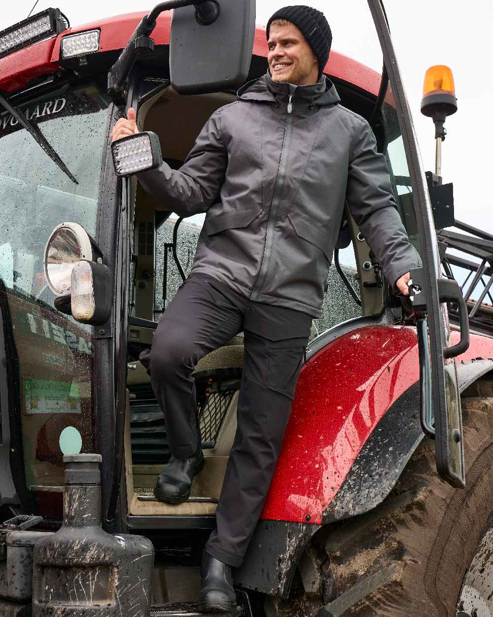 Stone Grey Coloured Mascot Workwear Mens Customized Breathable Winter Jacket on outdoor background 