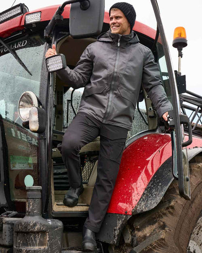 Stone Grey Coloured Mascot Workwear Mens Customized Breathable Winter Jacket on outdoor background 