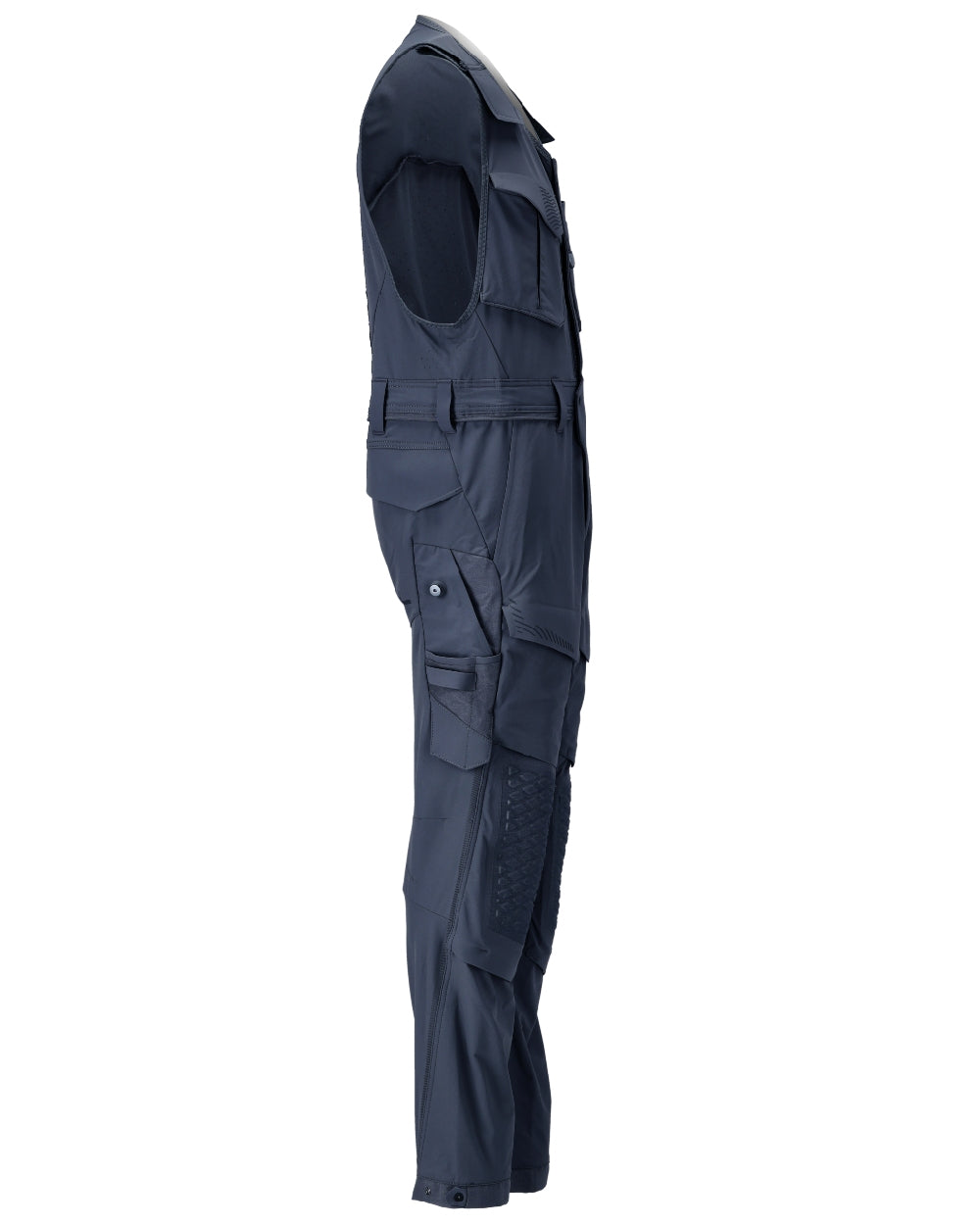 Dark Navy Coloured Mascot Workwear Mens Customized Combi Suit With Kneepad Pockets on white background 
