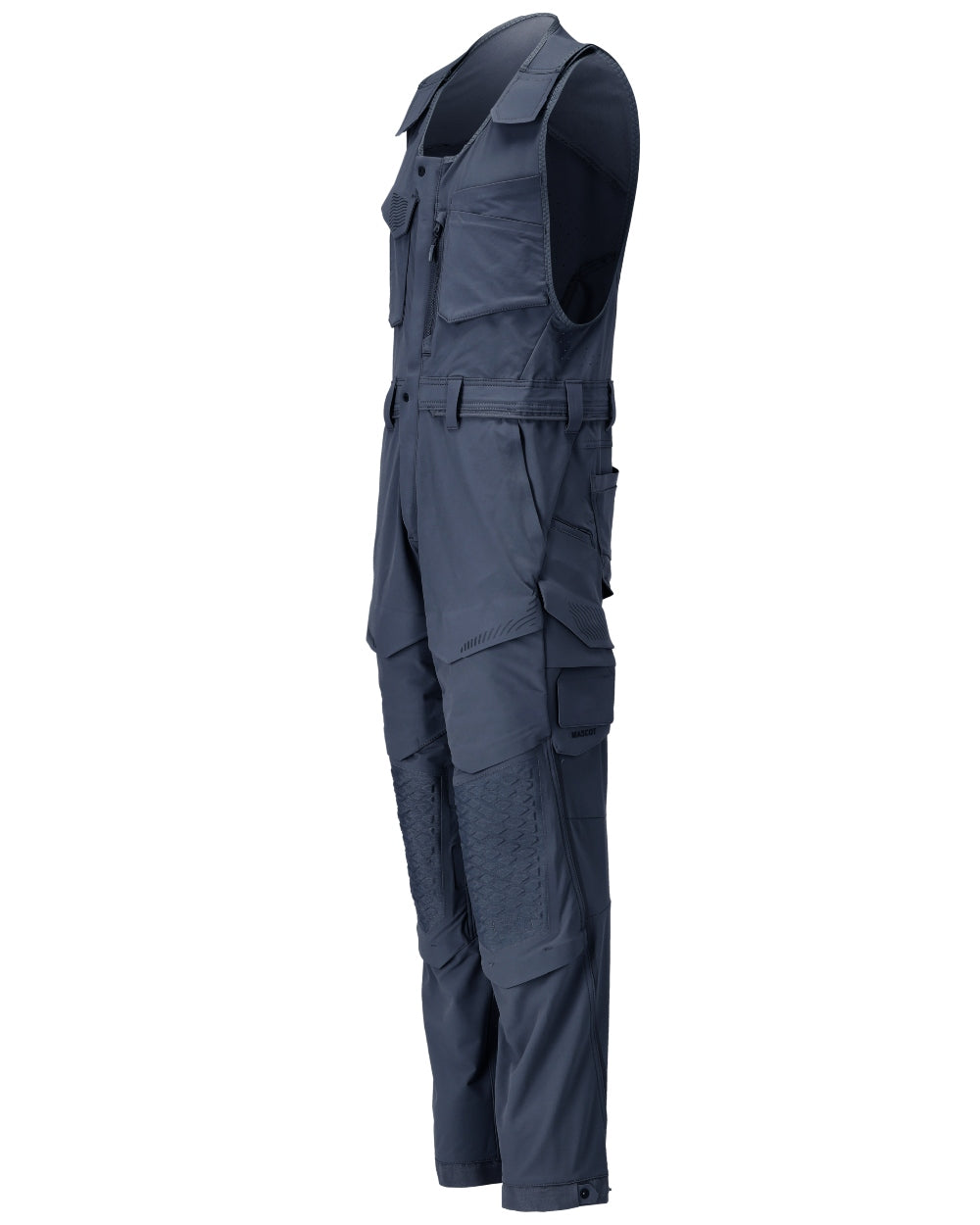 Dark Navy Coloured Mascot Workwear Mens Customized Combi Suit With Kneepad Pockets on white background 
