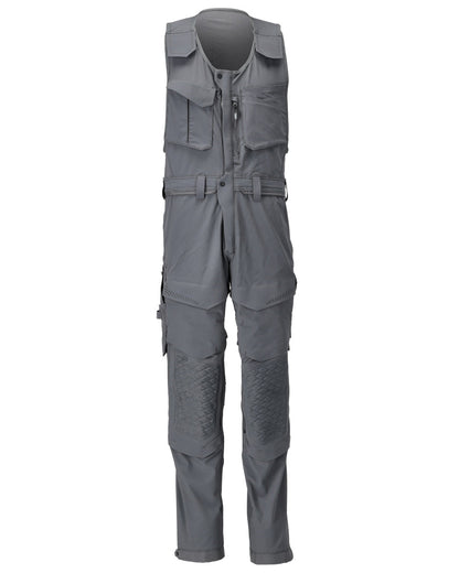 Stone Grey Coloured Mascot Workwear Mens Customized Combi Suit With Kneepad Pockets on white background 