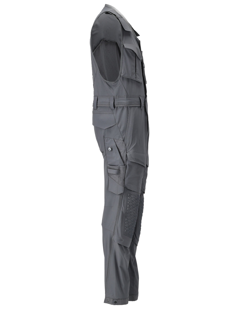 Stone Grey Coloured Mascot Workwear Mens Customized Combi Suit With Kneepad Pockets on white background 