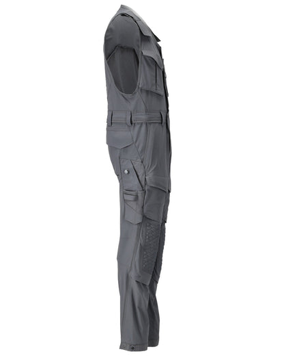 Stone Grey Coloured Mascot Workwear Mens Customized Combi Suit With Kneepad Pockets on white background 