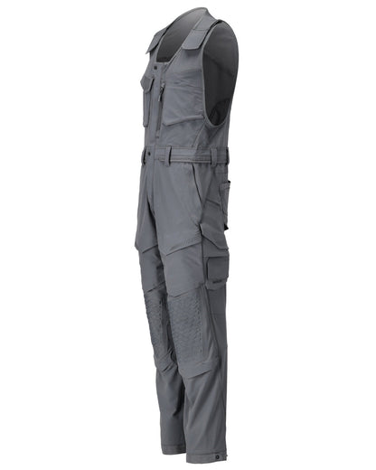 Stone Grey Coloured Mascot Workwear Mens Customized Combi Suit With Kneepad Pockets on white background 