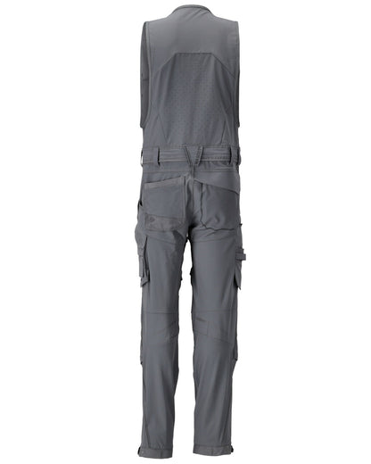 Stone Grey Coloured Mascot Workwear Mens Customized Combi Suit With Kneepad Pockets on white background 