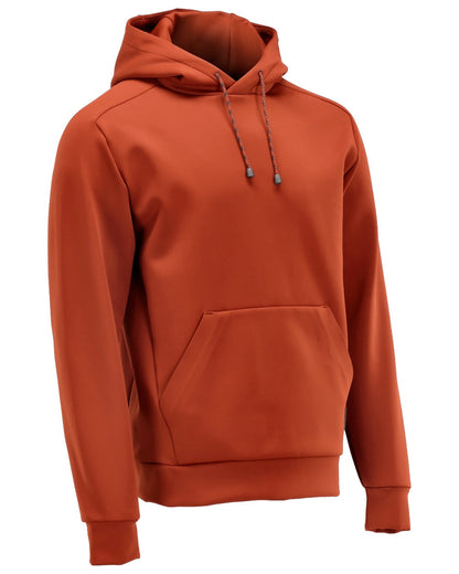 Autumn Red Coloured Mascot Workwear Mens Customized Fleece Hoodie on white background 