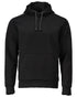 Black Coloured Mascot Workwear Mens Customized Fleece Hoodie on white background 