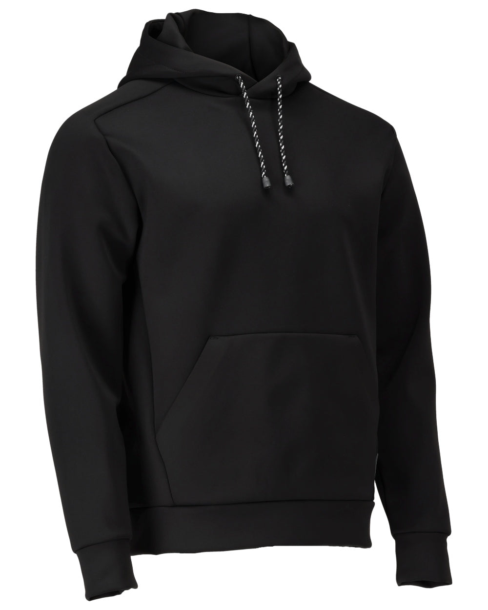Black Coloured Mascot Workwear Mens Customized Fleece Hoodie on white background 