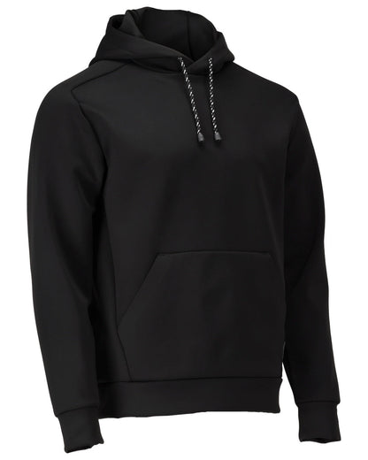 Black Coloured Mascot Workwear Mens Customized Fleece Hoodie on white background 