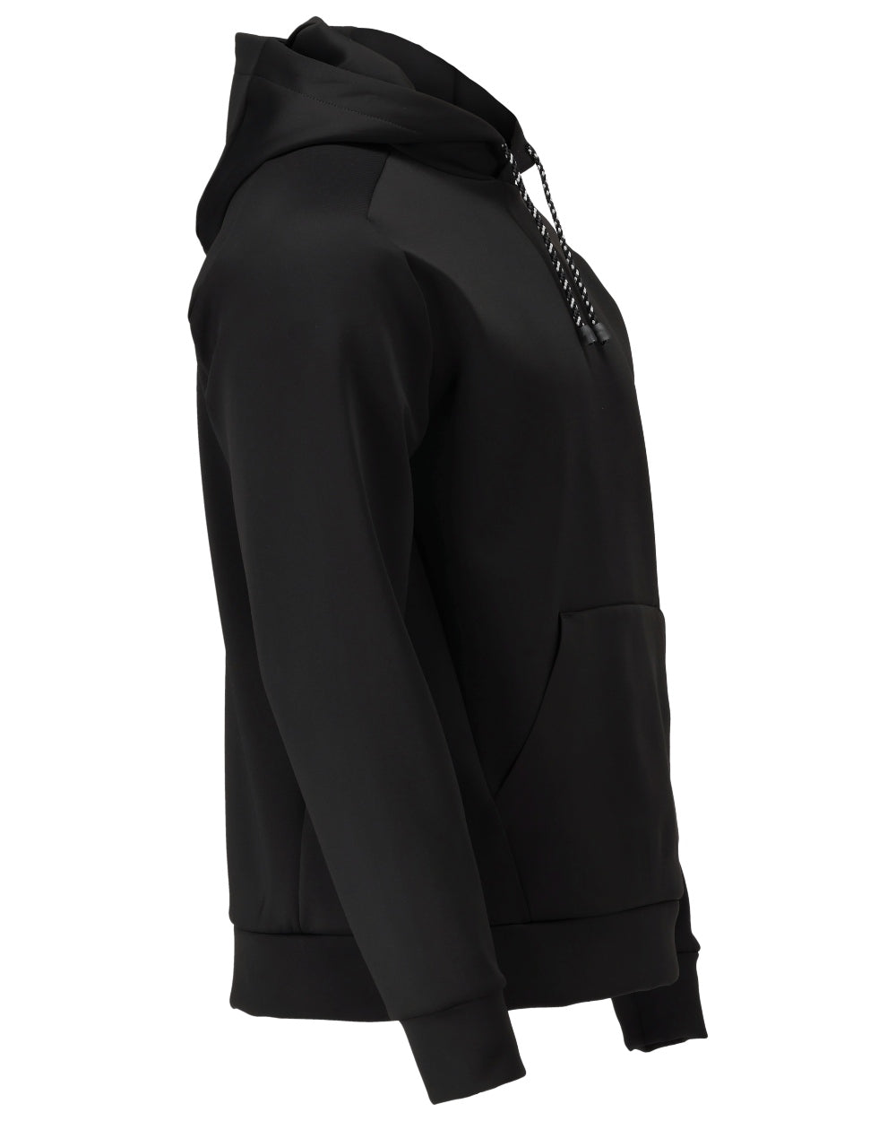 Black Coloured Mascot Workwear Mens Customized Fleece Hoodie on white background 