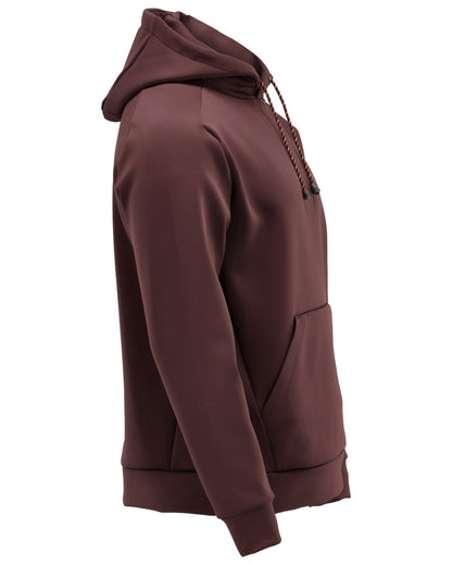 Bordeaux Coloured Mascot Workwear Mens Customized Fleece Hoodie on white background 