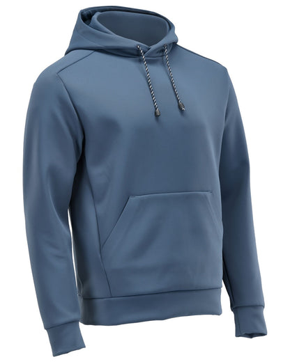 Stone Blue Coloured Mascot Workwear Mens Customized Fleece Hoodie on white background 