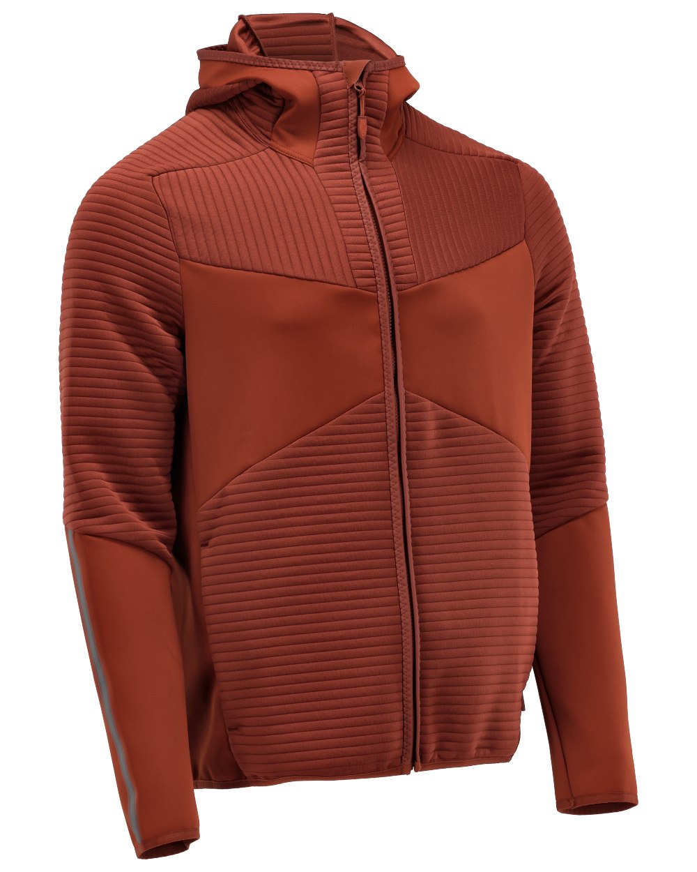 Autumn Red Coloured Mascot Workwear Mens Customized Fleece Hoodie With Zipper on white background 