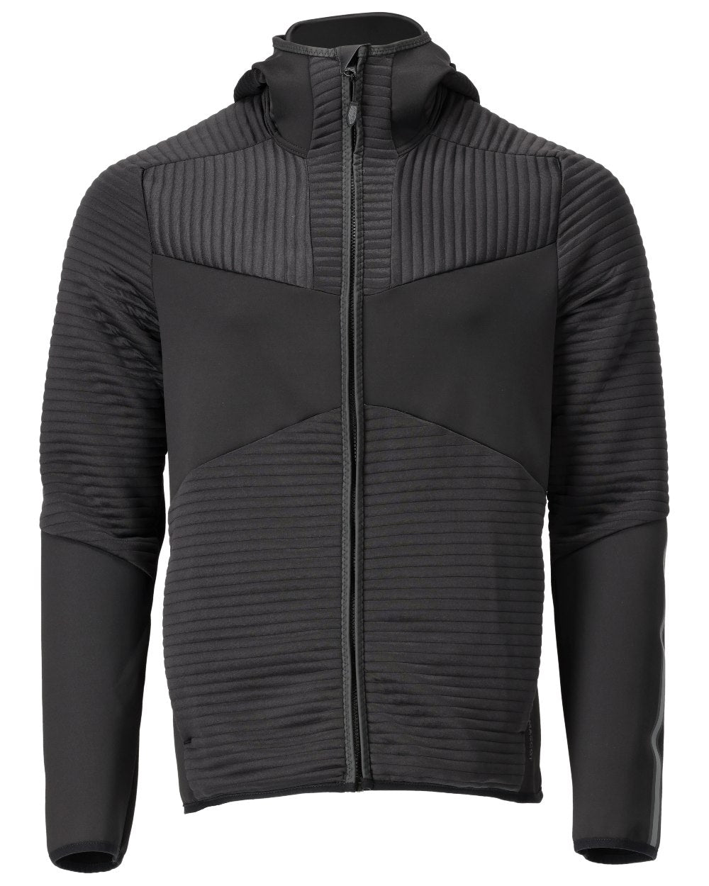 Black Coloured Mascot Workwear Mens Customized Fleece Hoodie With Zipper on white background 
