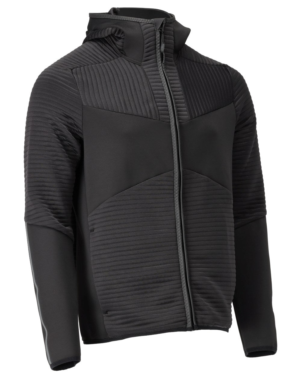 Black Coloured Mascot Workwear Mens Customized Fleece Hoodie With Zipper on white background 