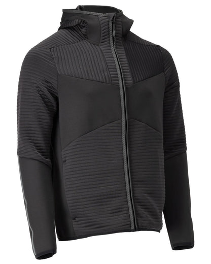 Black Coloured Mascot Workwear Mens Customized Fleece Hoodie With Zipper on white background 