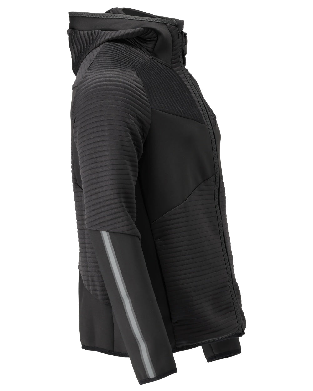 Black Coloured Mascot Workwear Mens Customized Fleece Hoodie With Zipper on white background 