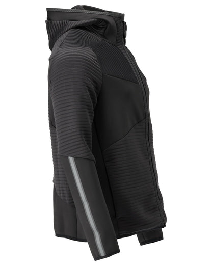Black Coloured Mascot Workwear Mens Customized Fleece Hoodie With Zipper on white background 