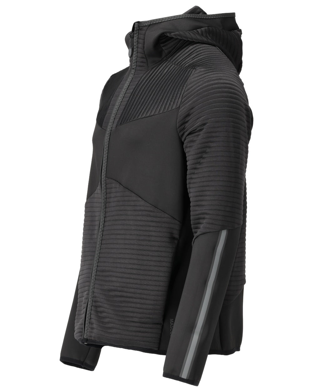 Black Coloured Mascot Workwear Mens Customized Fleece Hoodie With Zipper on white background 