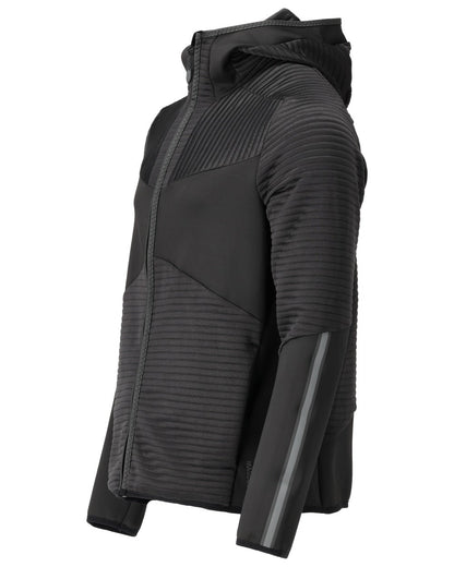 Black Coloured Mascot Workwear Mens Customized Fleece Hoodie With Zipper on white background 