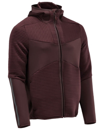 Bordeaux Coloured Mascot Workwear Mens Customized Fleece Hoodie With Zipper on white background 