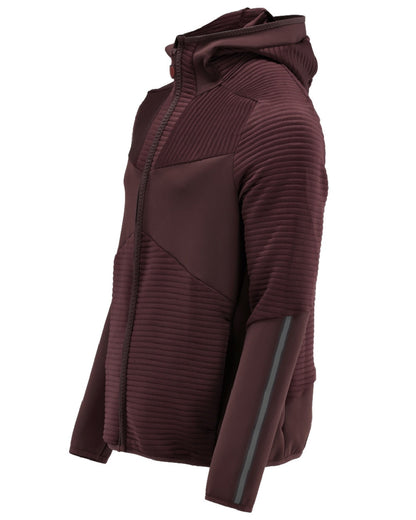 Bordeaux Coloured Mascot Workwear Mens Customized Fleece Hoodie With Zipper on white background 