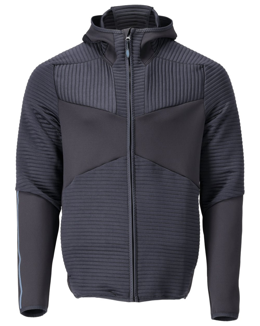 Dark Navy Coloured Mascot Workwear Mens Customized Fleece Hoodie With Zipper on white background 