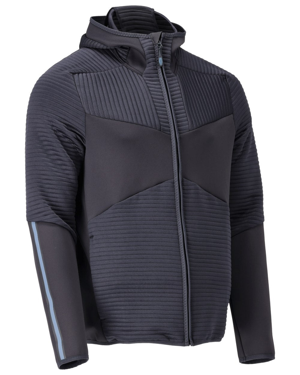 Dark Navy Coloured Mascot Workwear Mens Customized Fleece Hoodie With Zipper on white background 