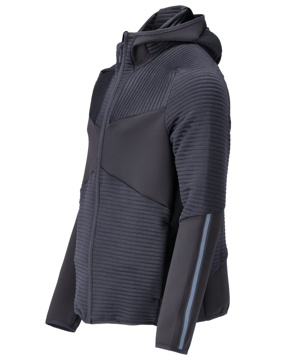 Dark Navy Coloured Mascot Workwear Mens Customized Fleece Hoodie With Zipper on white background 