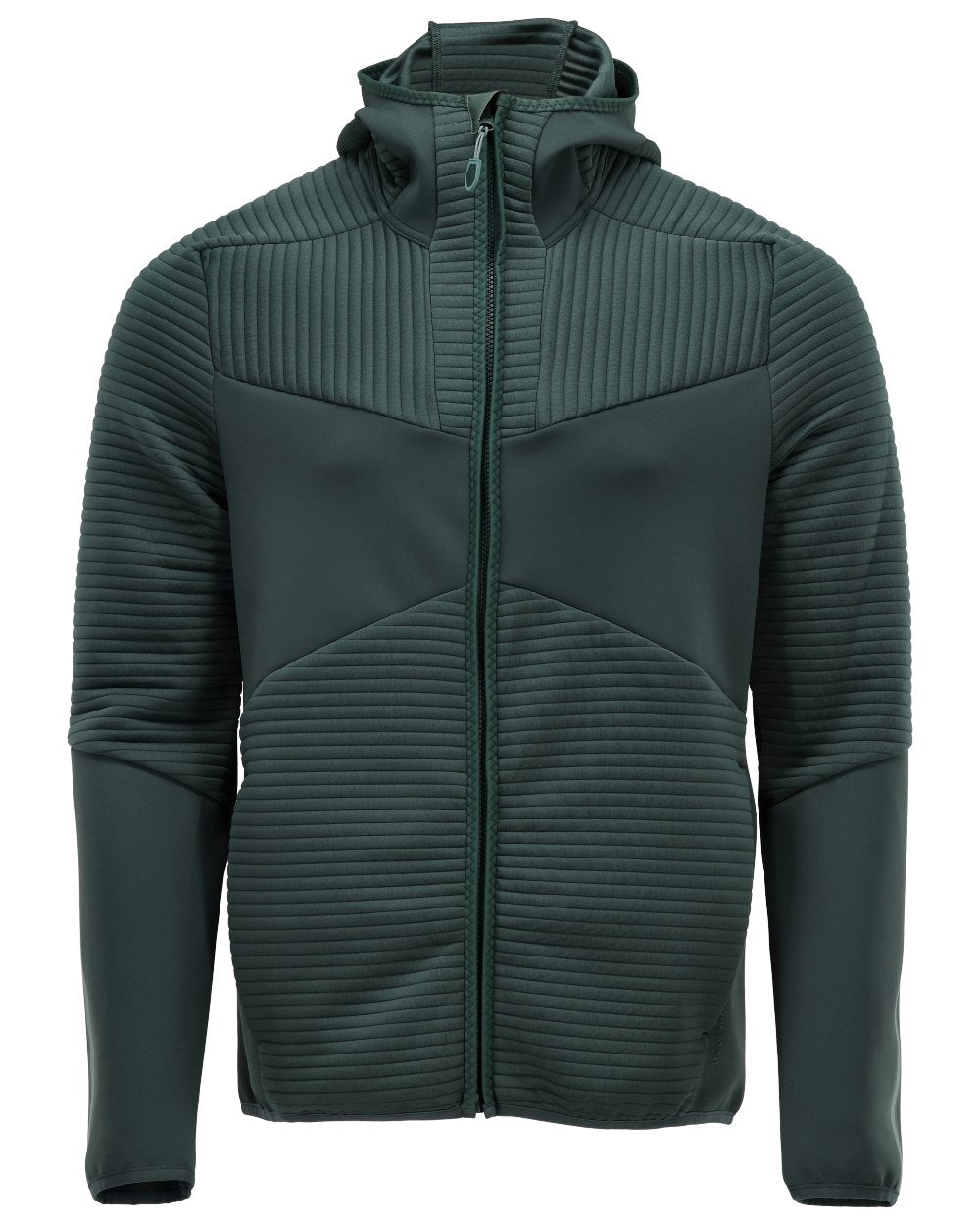 Forest Green Coloured Mascot Workwear Mens Customized Fleece Hoodie With Zipper on white background 