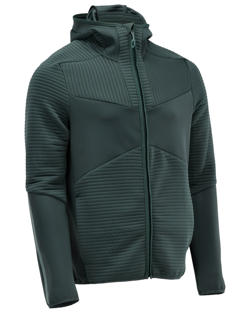 Forest Green Coloured Mascot Workwear Mens Customized Fleece Hoodie With Zipper on white background 