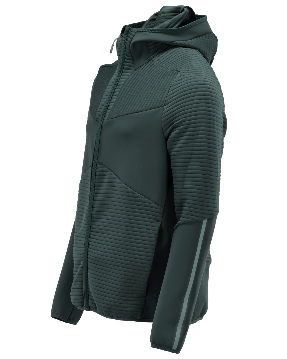 Forest Green Coloured Mascot Workwear Mens Customized Fleece Hoodie With Zipper on white background 