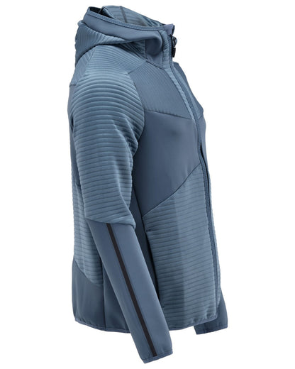 Stone Blue Coloured Mascot Workwear Mens Customized Fleece Hoodie With Zipper on white background 