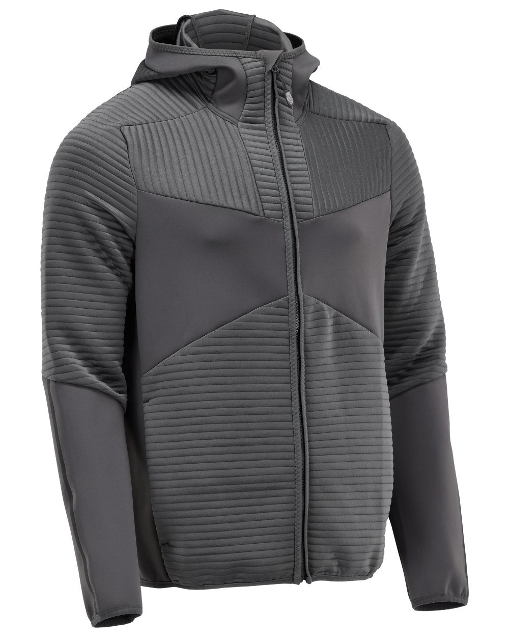 Stone Grey Coloured Mascot Workwear Mens Customized Fleece Hoodie With Zipper on white background 