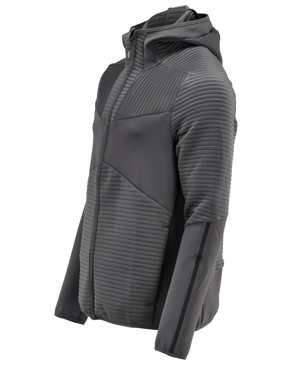 Stone Grey Coloured Mascot Workwear Mens Customized Fleece Hoodie With Zipper on white background 