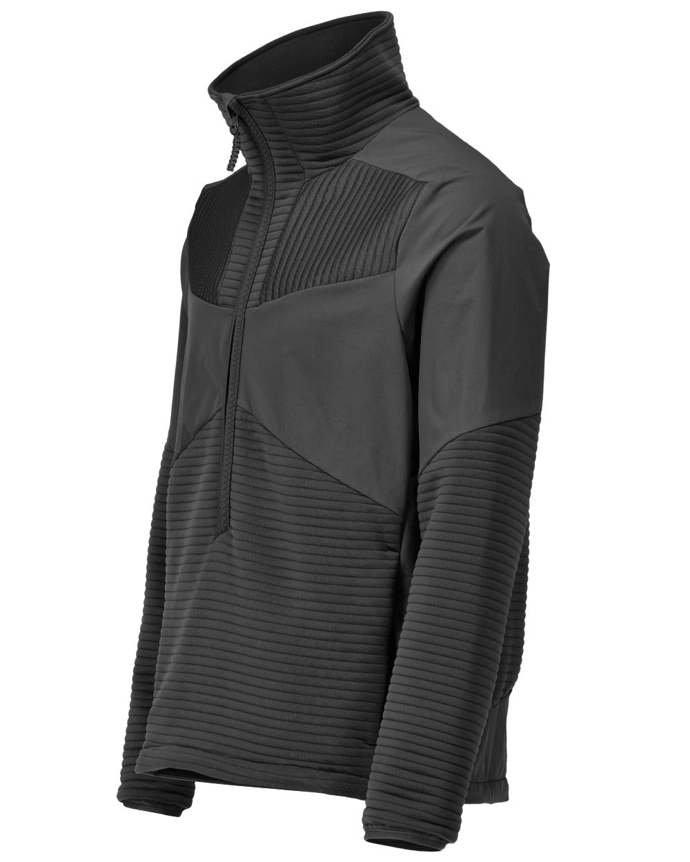 Black Coloured Mascot Workwear Mens Customized Fleece Jumper With Half Zip on white background 