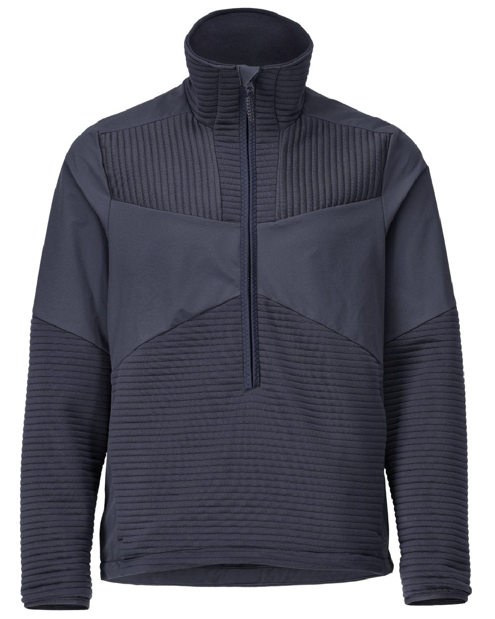 Dark Navy Coloured Mascot Workwear Mens Customized Fleece Jumper With Half Zip on white background 